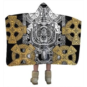 Mt.Logan Celtic Bear Hand Crafted Super Soft Sherpa Micro Fiber Hooded Blanket